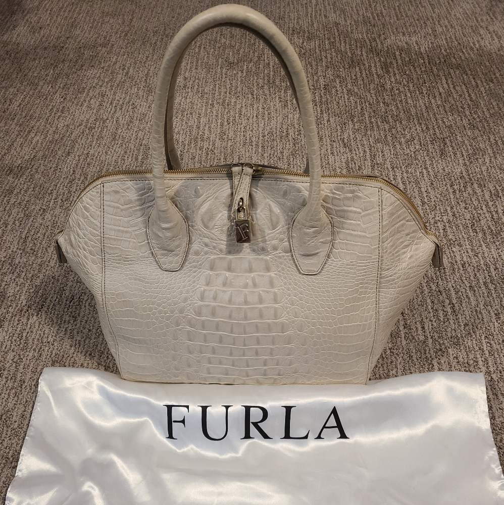 Furla croc embossed bag